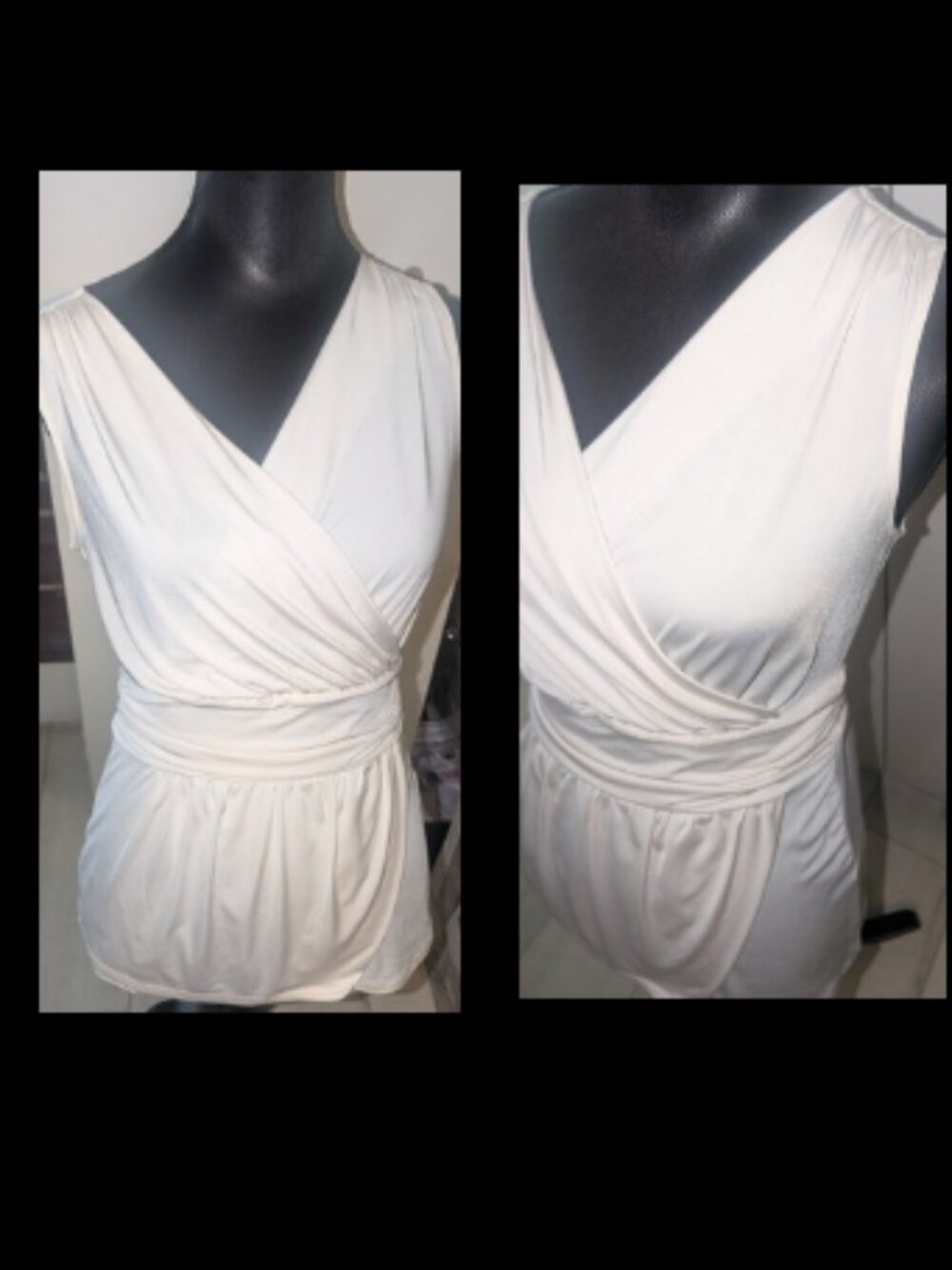 Banana Republic Elegant Ivory Wrap Sleeveless Top Womens Size